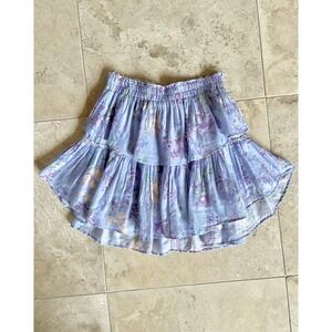 Loveshackfancy women's gorgeous periwinkle floral tiered short skirt XS